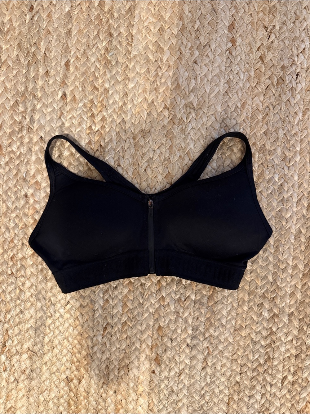 PINK Victoria's Secret Black Front-Zip Sports Bra